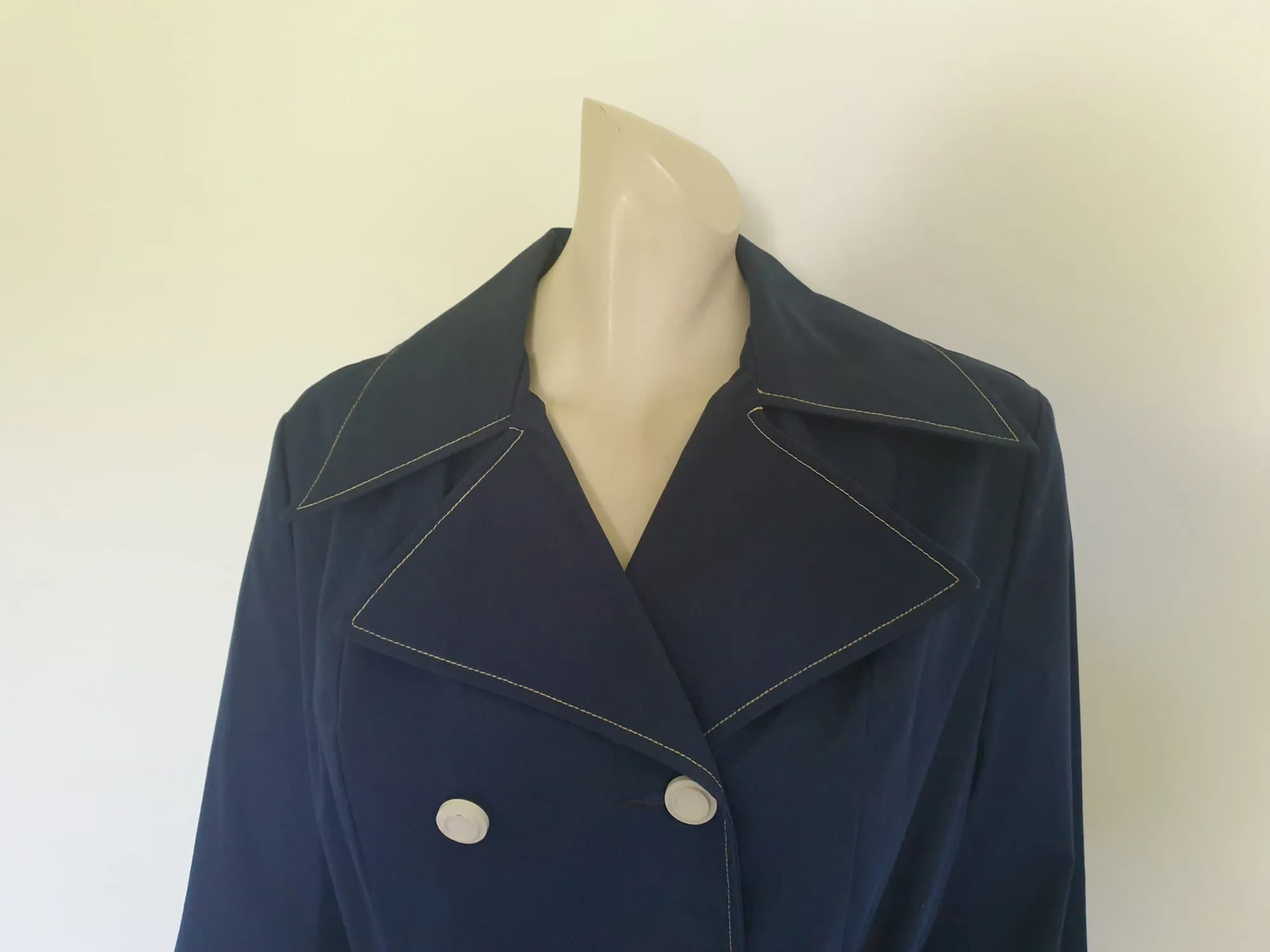 1970s Navy Blue Mini Raincoat - M