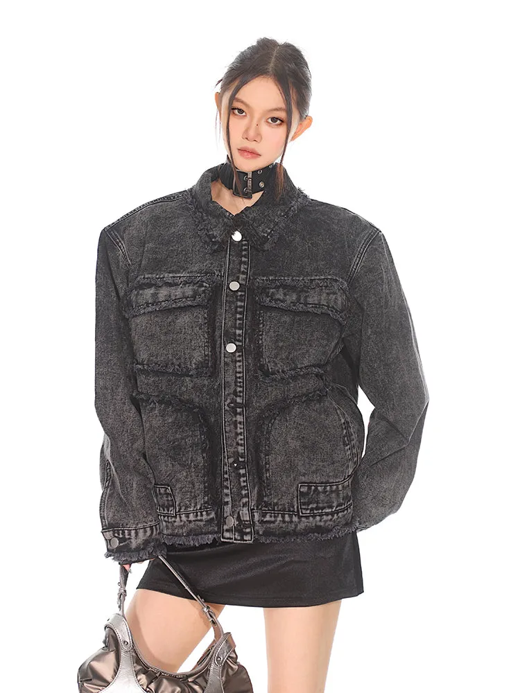 【24s Oct.】Vintage Washed Distressed Denim Jacket
