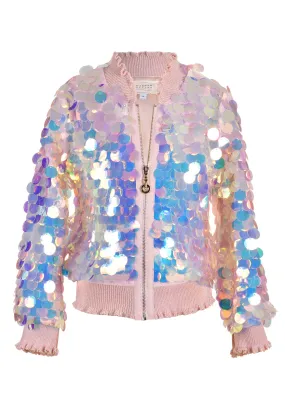Big Holographic Sequin Bomber Jacket