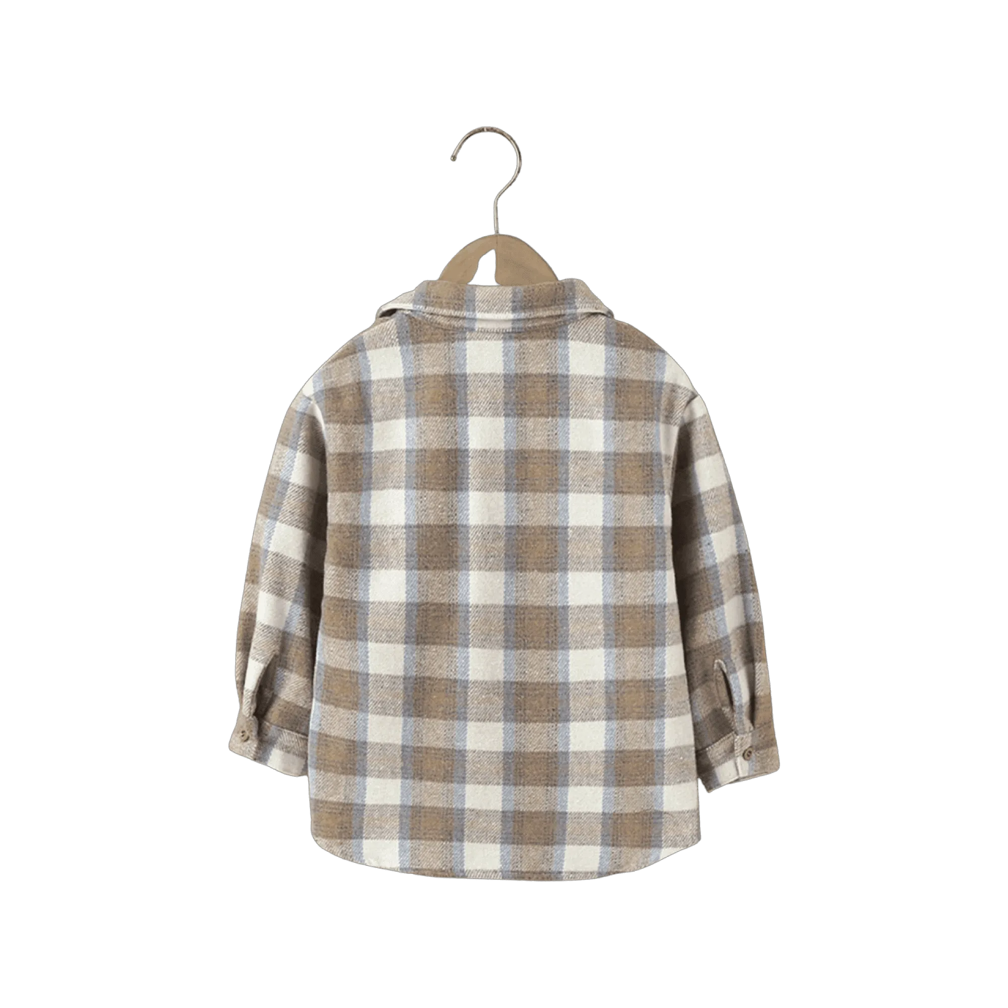 Boys Brushed Cotton Check Shirt Jacket - Natural