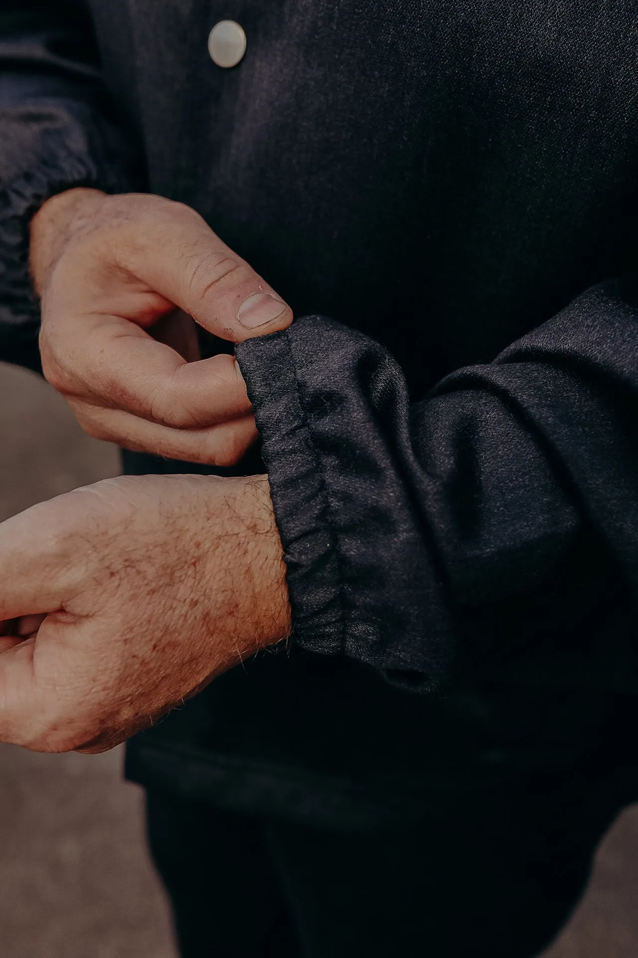 Coaches Jacket- Charcoal Wool