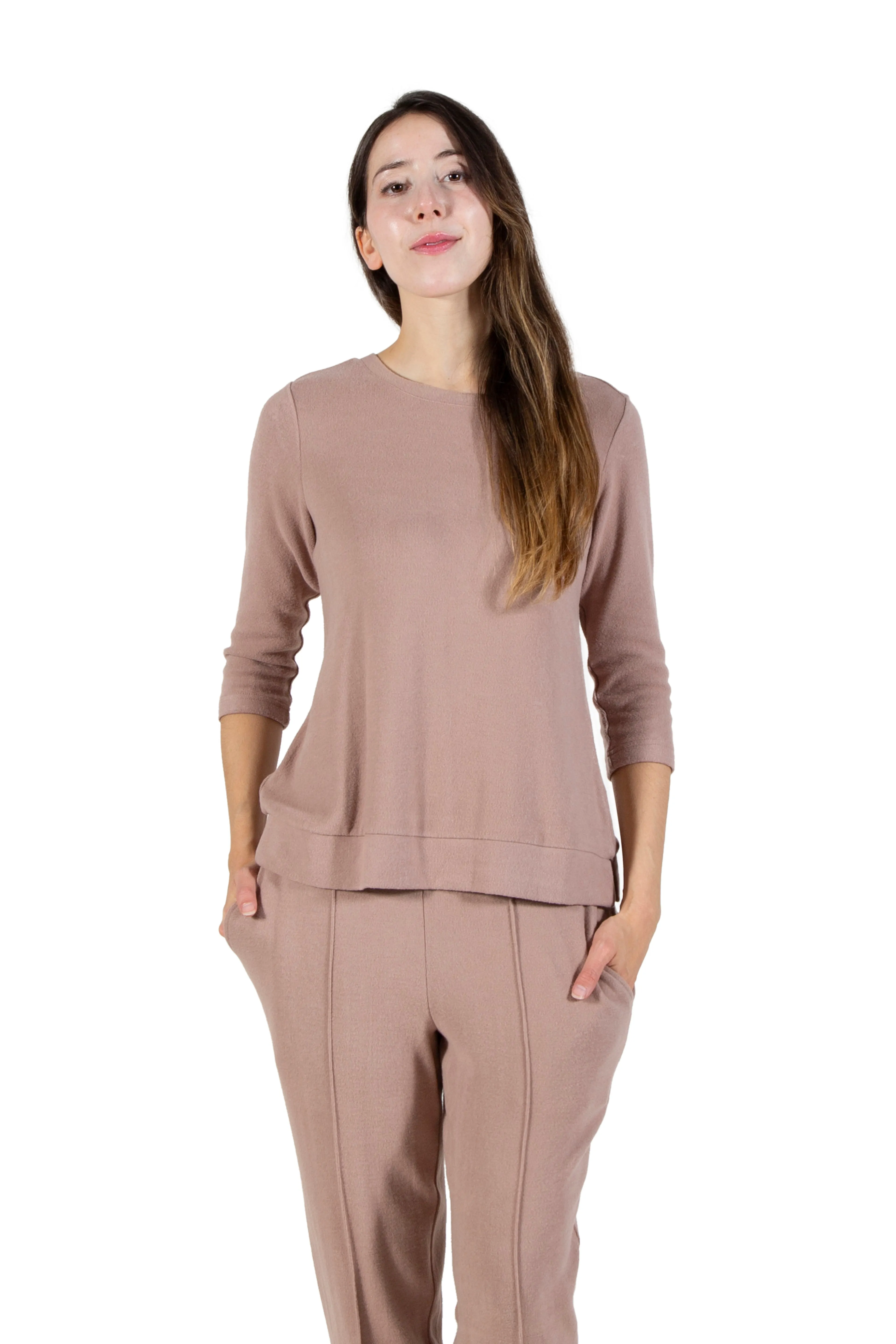 Comfort Luxe Collection Cozy Knit Crew Neck Tee