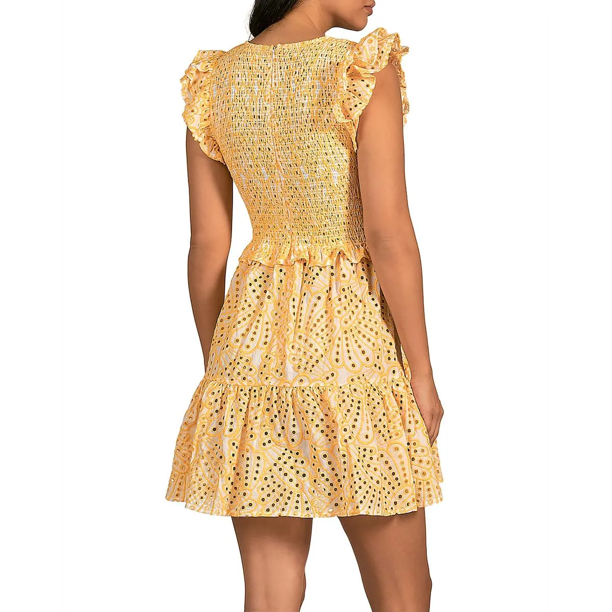 Elan Womens Cotton Smocked Babydoll Dress