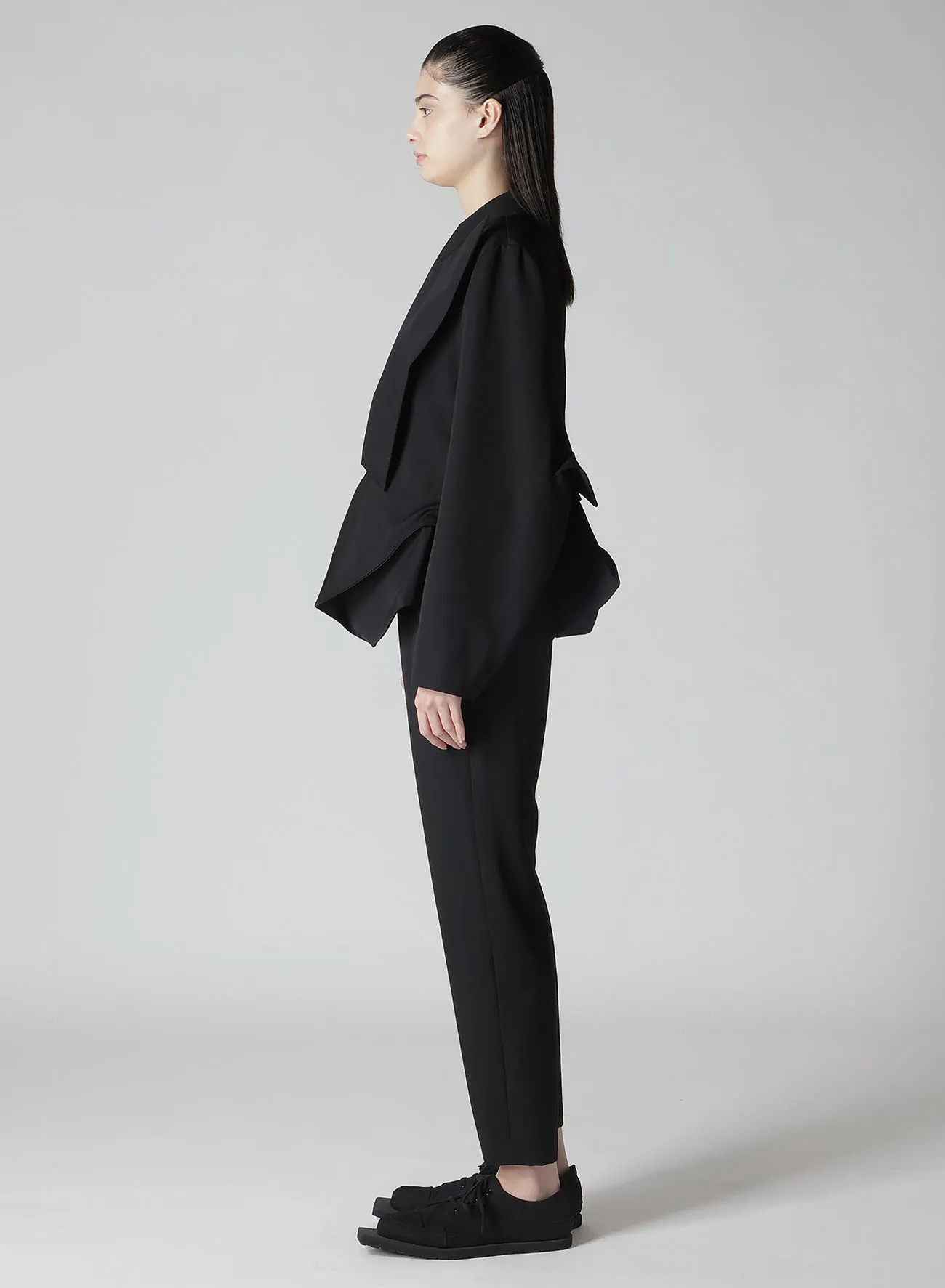 GABARDINE BOX HEM PEAKED JACKET