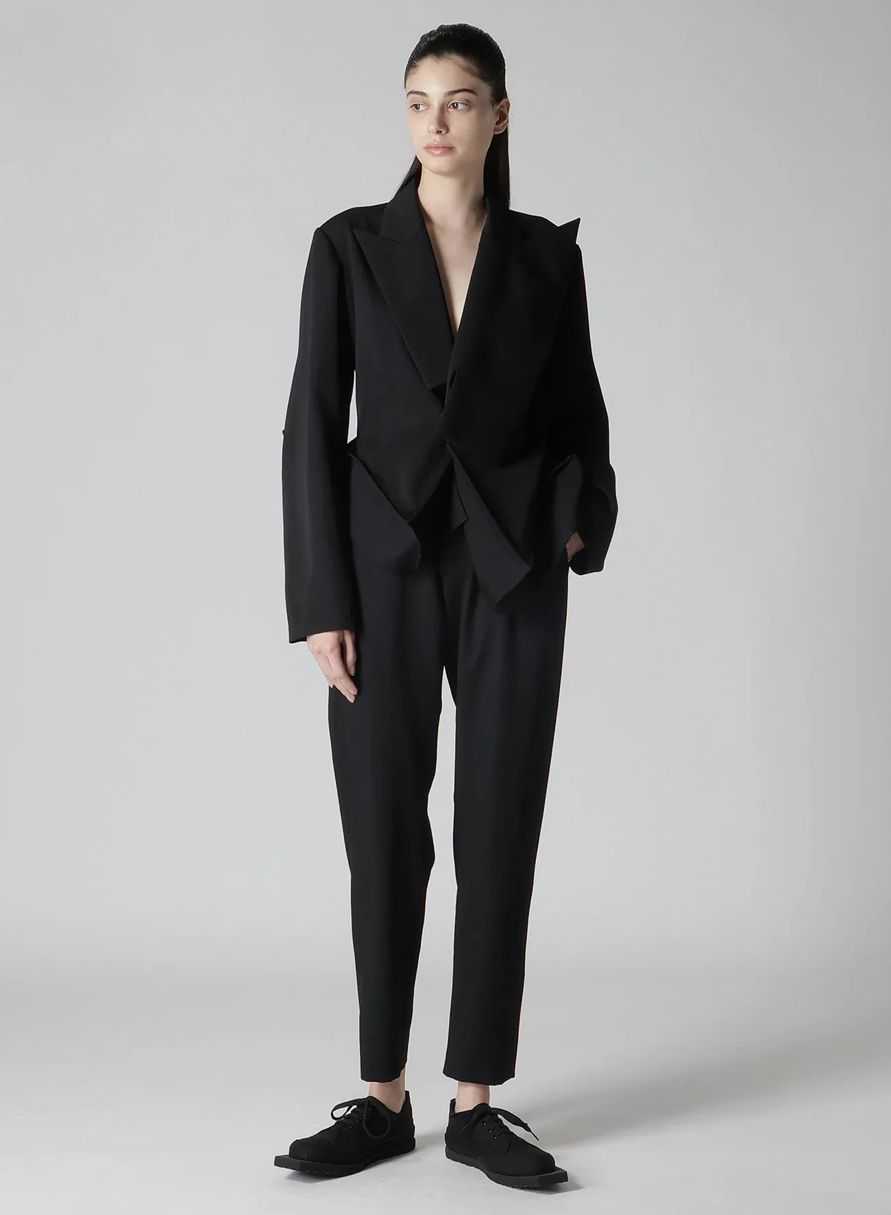 GABARDINE BOX HEM PEAKED JACKET