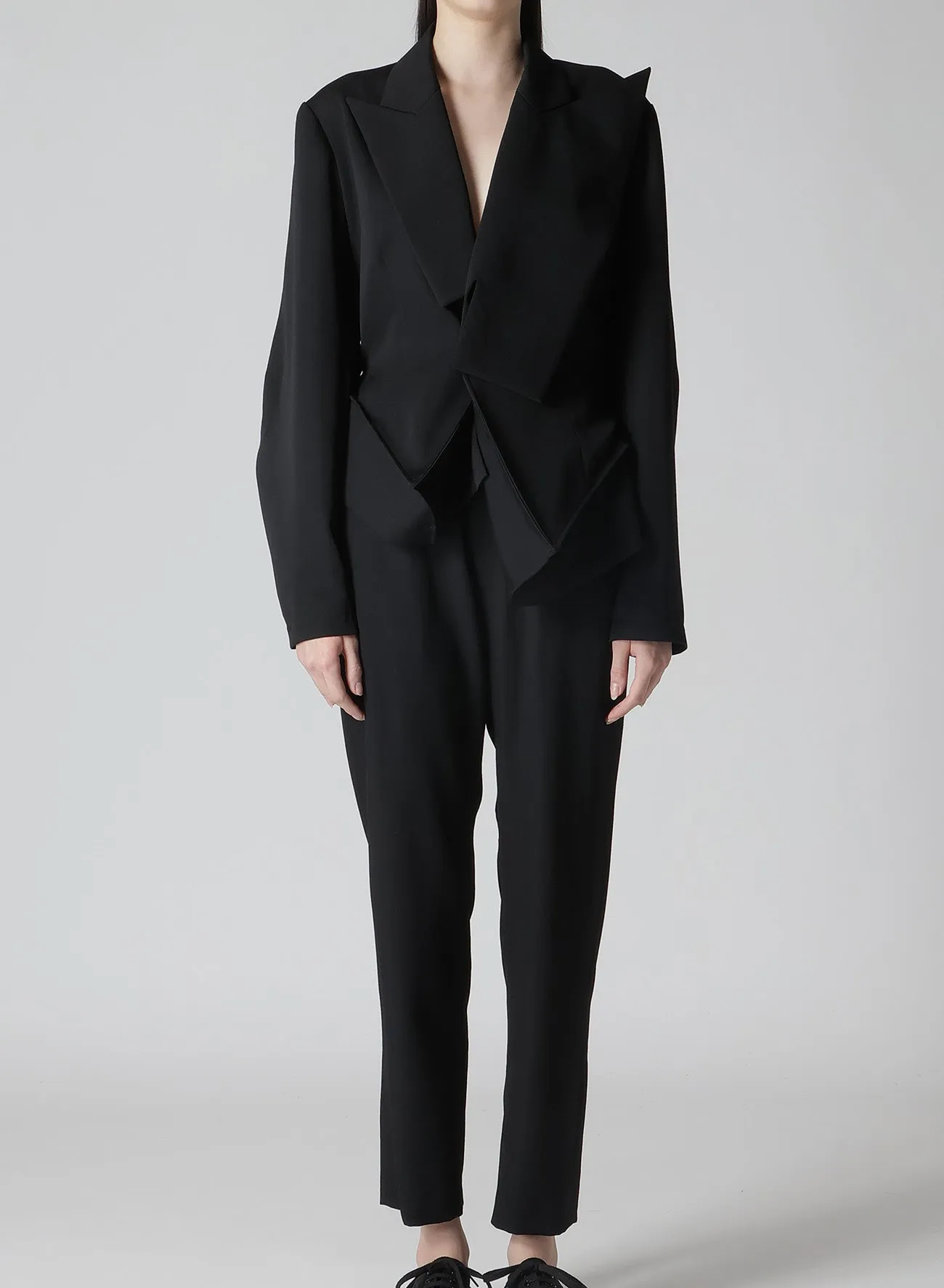 GABARDINE BOX HEM PEAKED JACKET