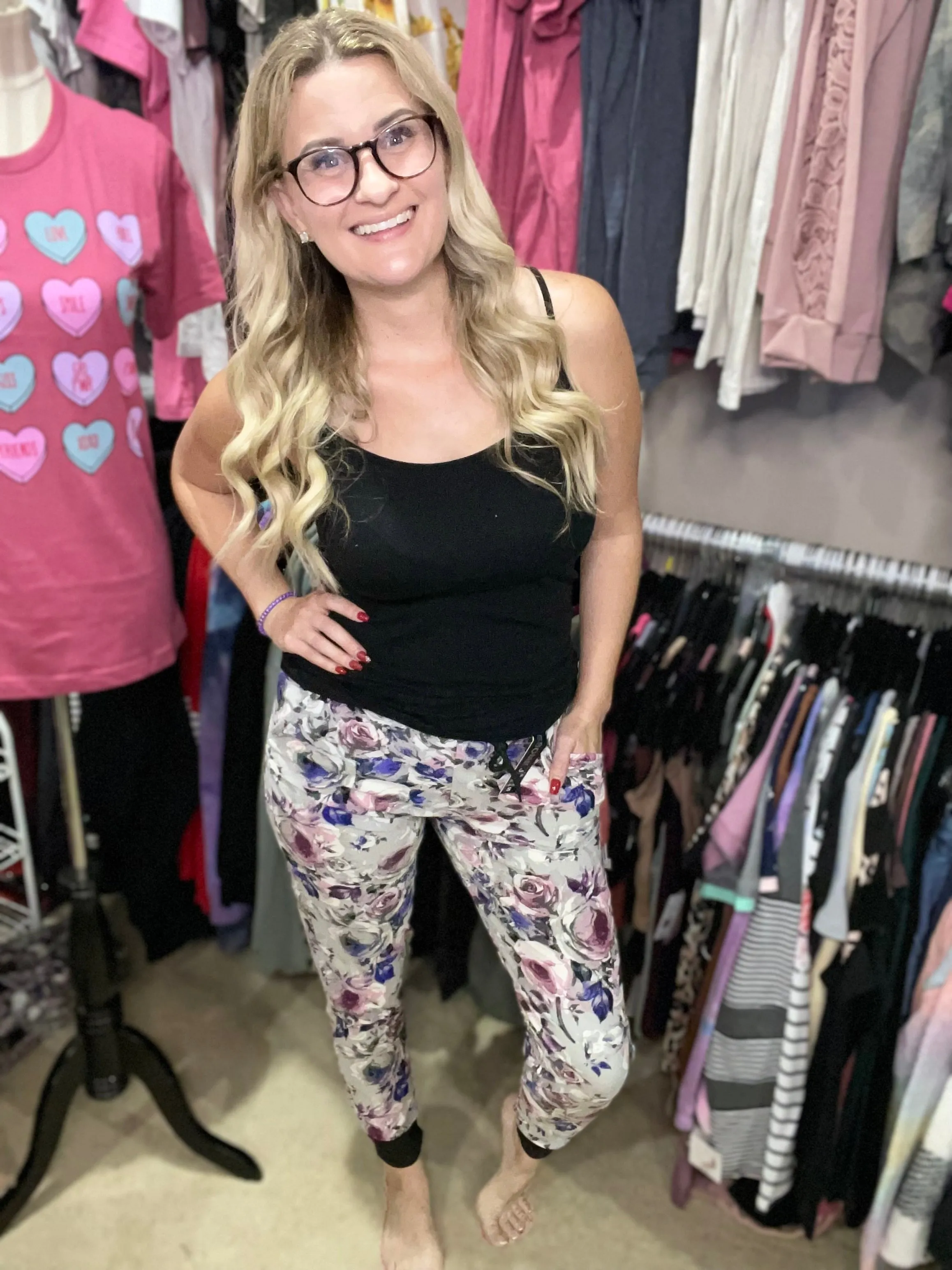 Grey Floral Jill Joggers