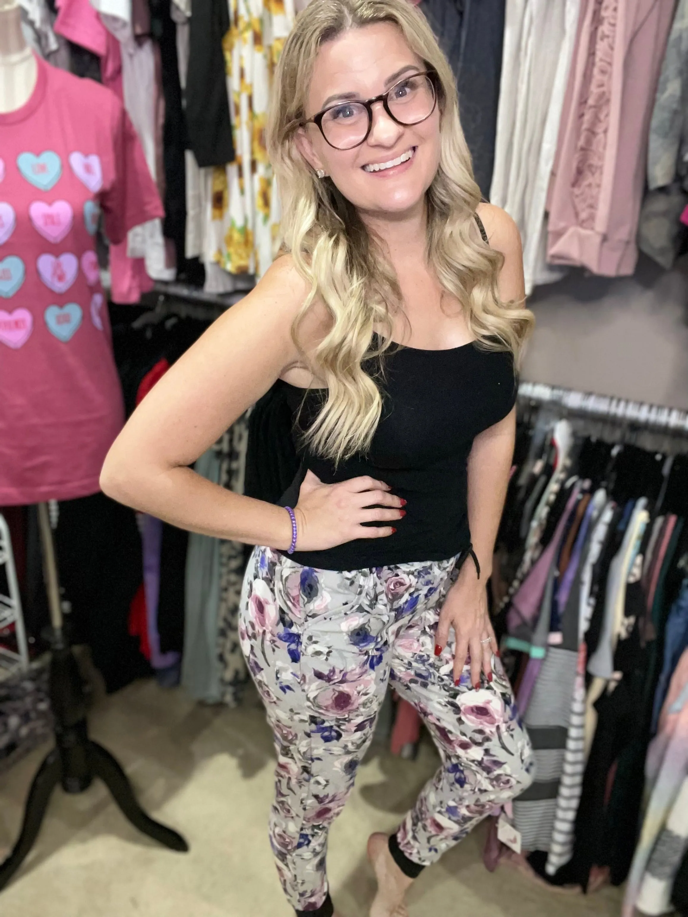 Grey Floral Jill Joggers