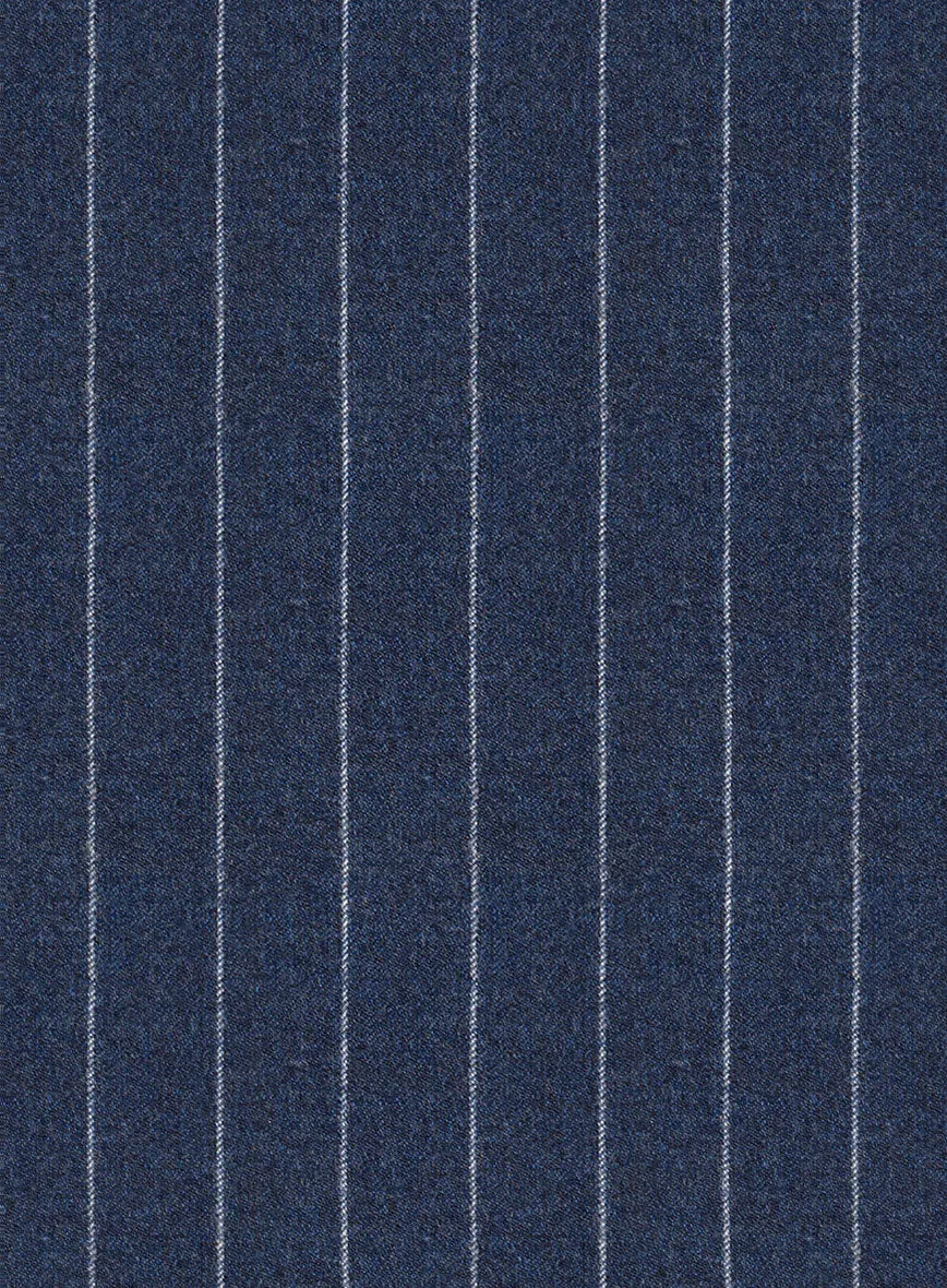 Italian Afito Royal Blue Chalkstripe Flannel Jacket