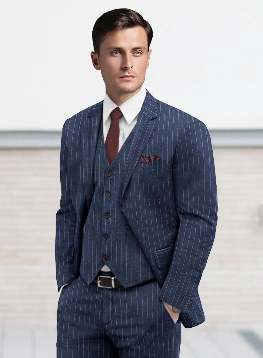 Italian Afito Royal Blue Chalkstripe Flannel Jacket