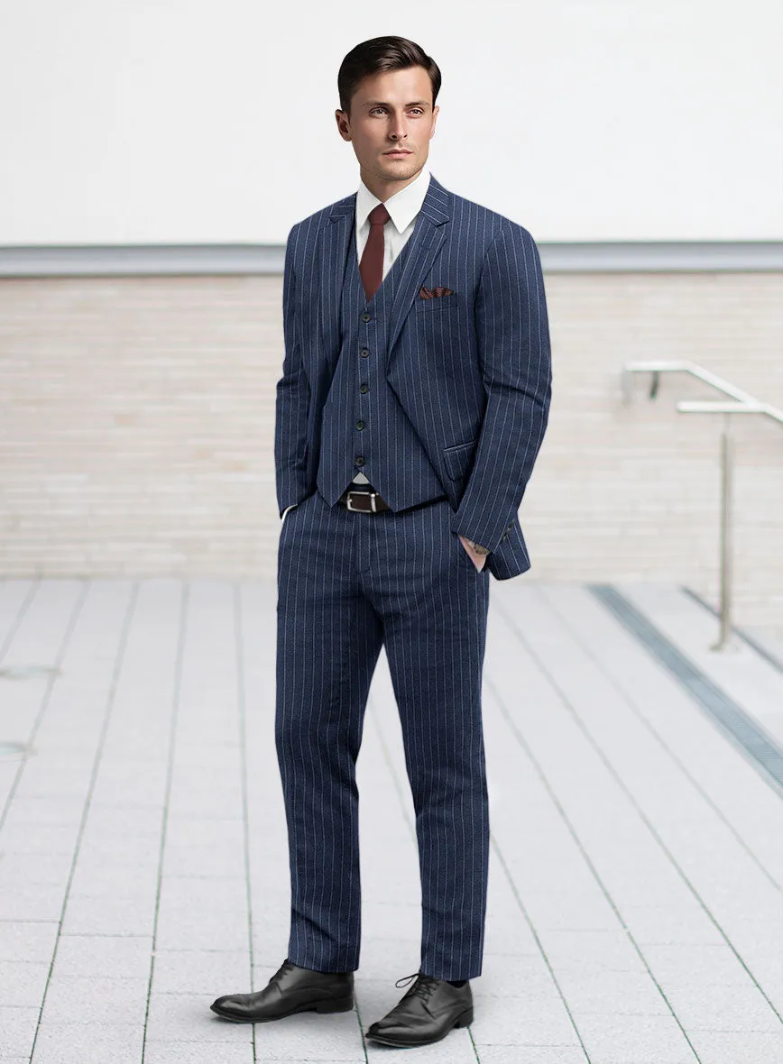 Italian Afito Royal Blue Chalkstripe Flannel Suit