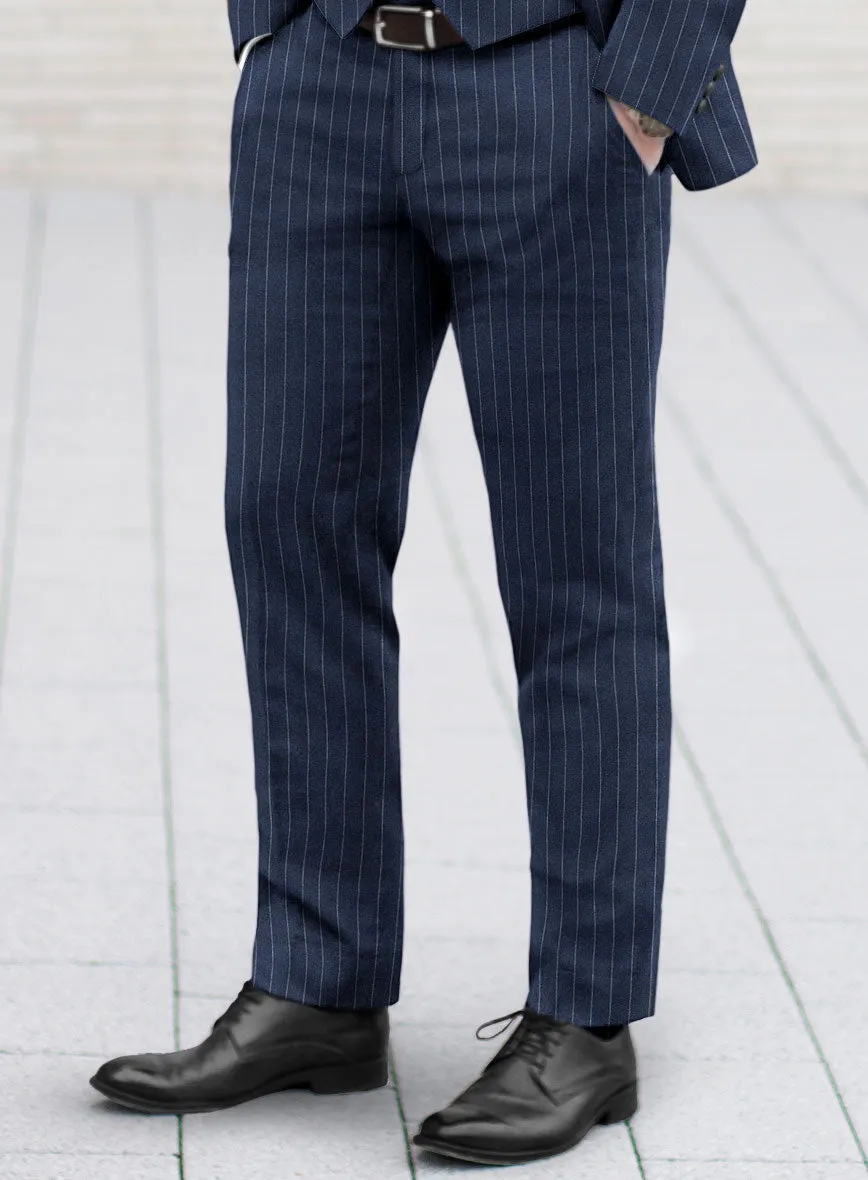Italian Afito Royal Blue Chalkstripe Flannel Suit