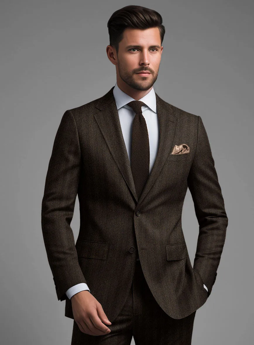 Italian Dark Brown Herringbone Flannel Jacket