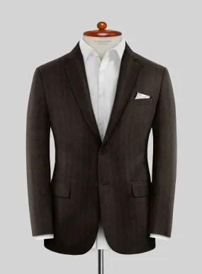 Italian Dark Brown Herringbone Flannel Jacket
