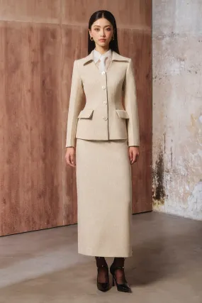 Jane Sheath Johnny Collar Linen Cotton Midi Set