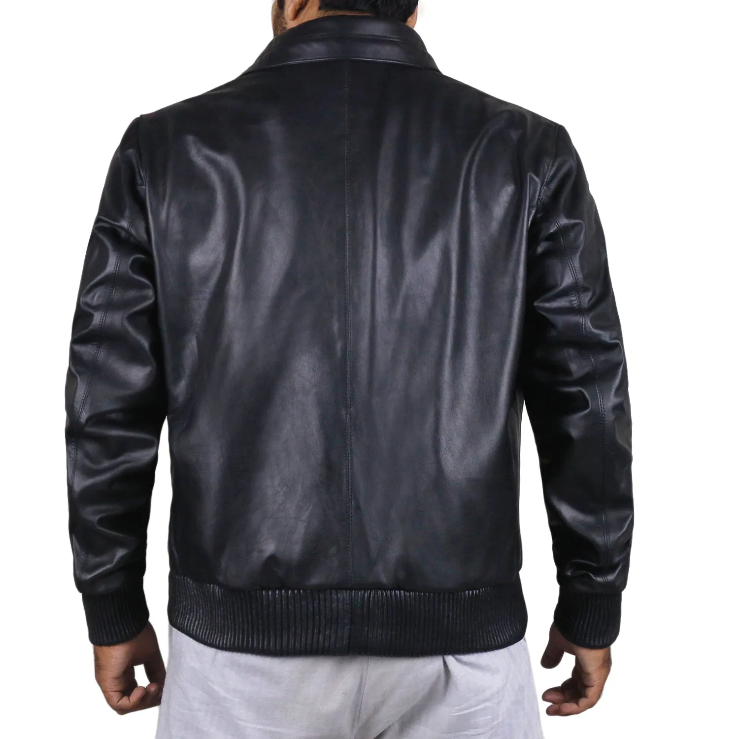 Leather Jackets Hub Mens Genuine Cowhide Leather Jacket (Black, Aviator Jacket) - 1801063