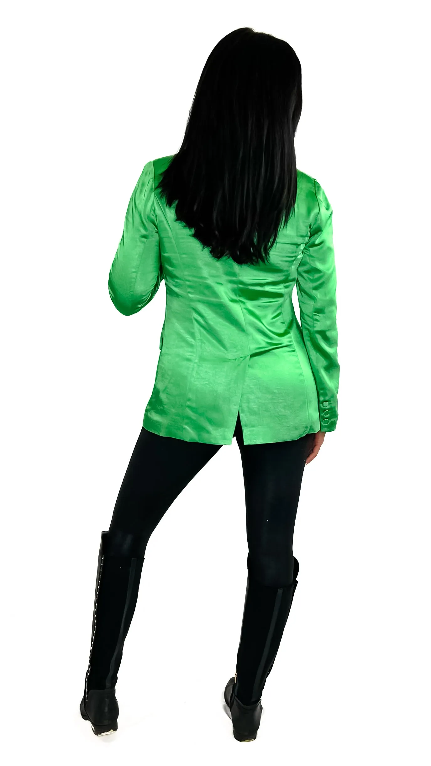 Mara Long Sleeve Pocket Satin Blazer- Spearmint- Size Large Sold As-Is