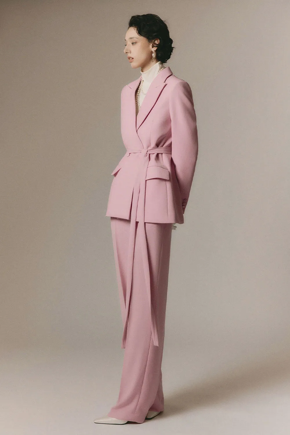 Margot Straight Double Breasted Poly Silk Blazer