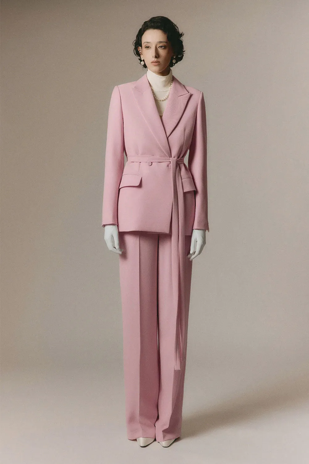 Margot Straight Double Breasted Poly Silk Blazer
