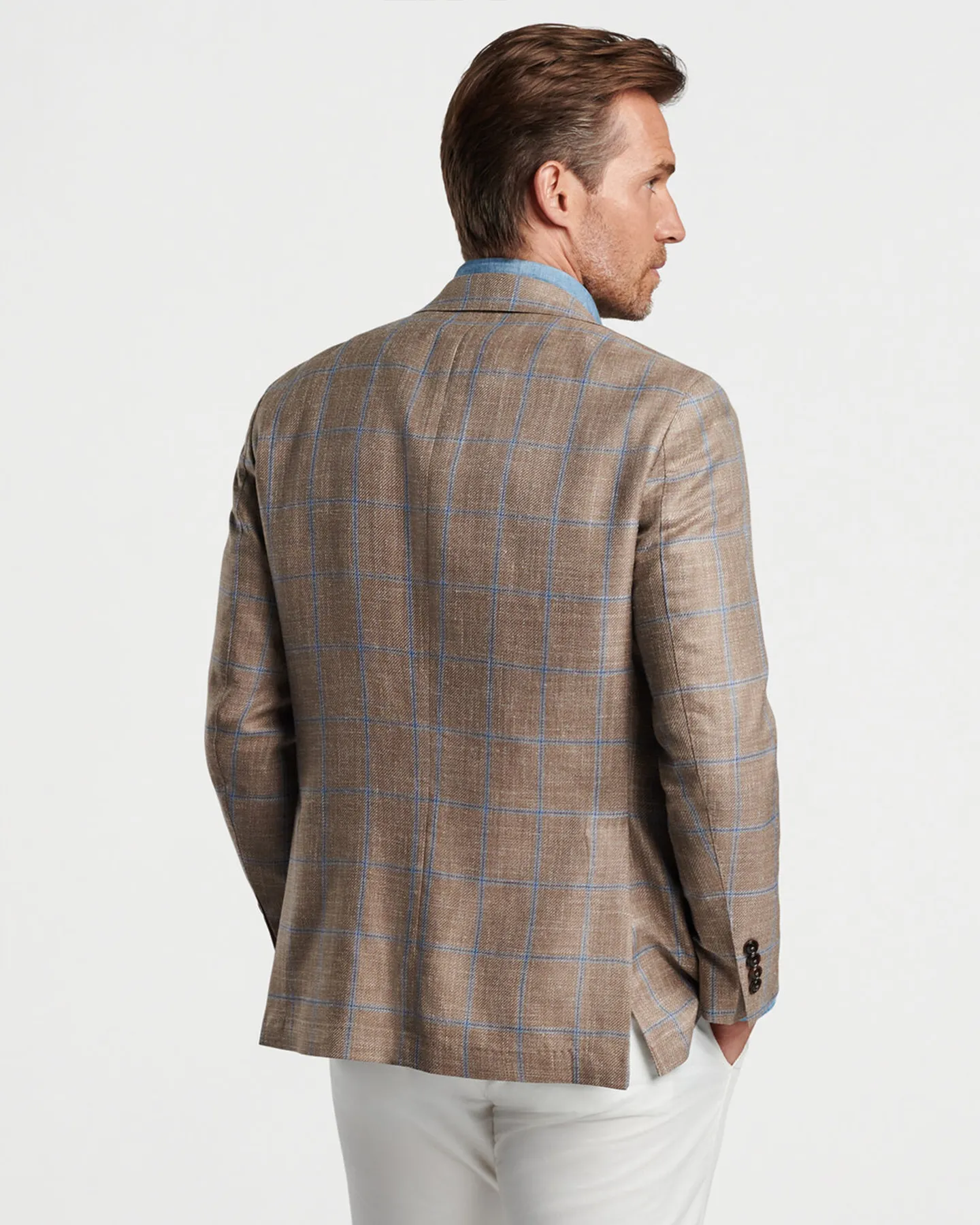 MASON WINDOWPANE SOFT JACKET - DARK SAND