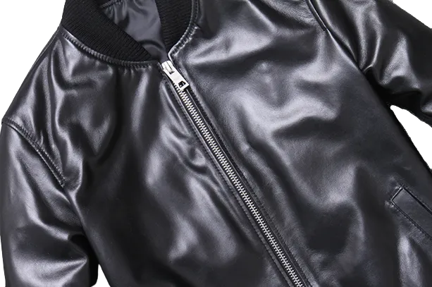 Mens Blaze Genuine Real Leather Bomber Jacket