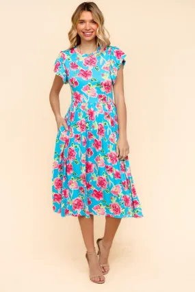 MIDI BABYDOLL DRESS W/ FOLDED RUFFLE SLEEVES