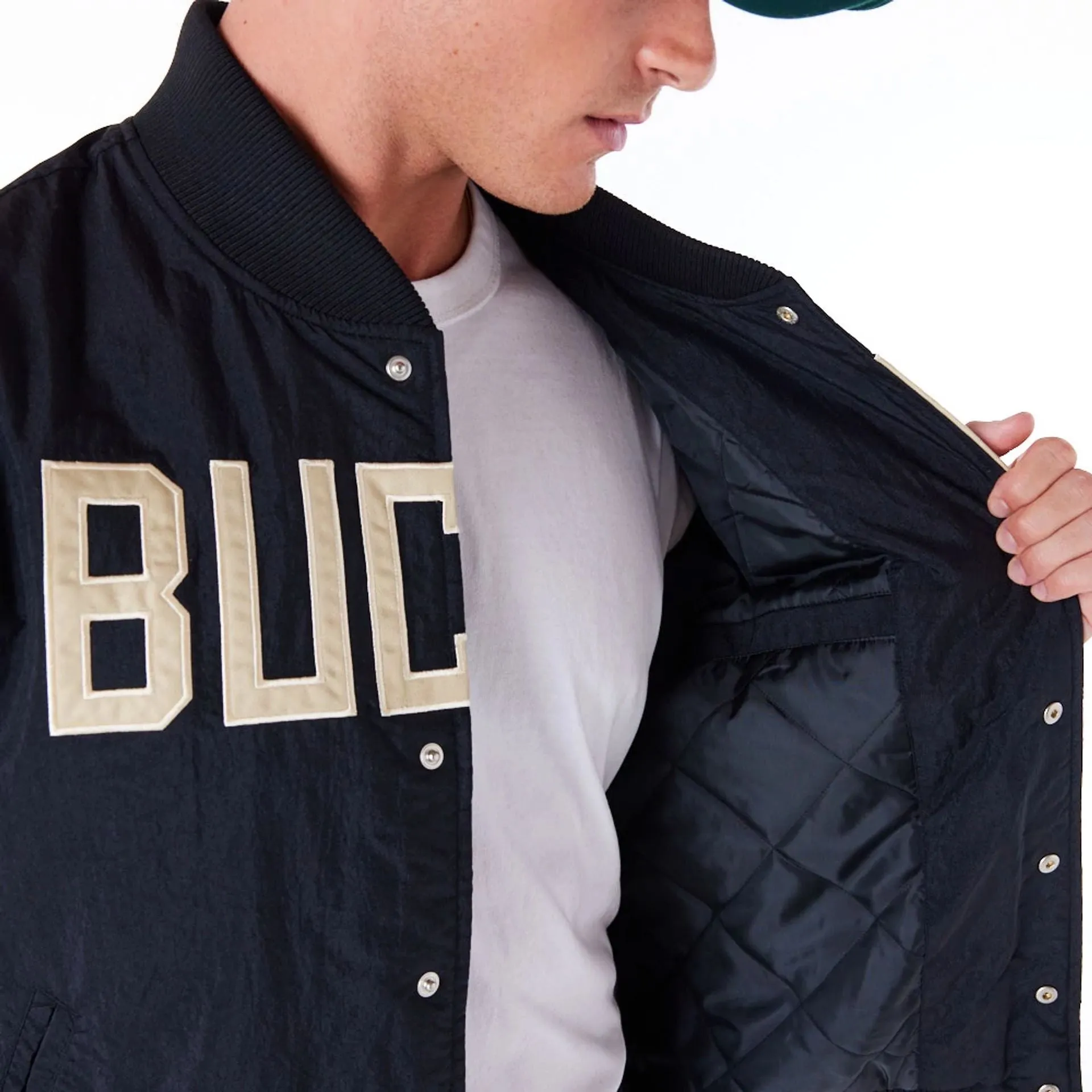 Milwaukee Bucks NBA Panel Black Bomber Jacket