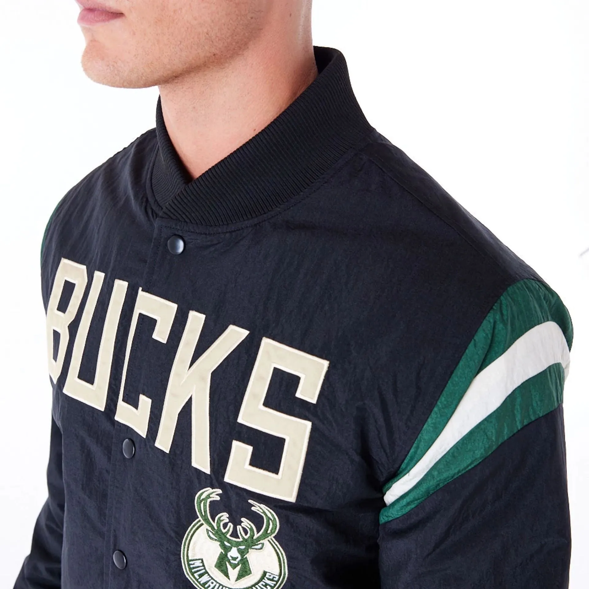 Milwaukee Bucks NBA Panel Black Bomber Jacket