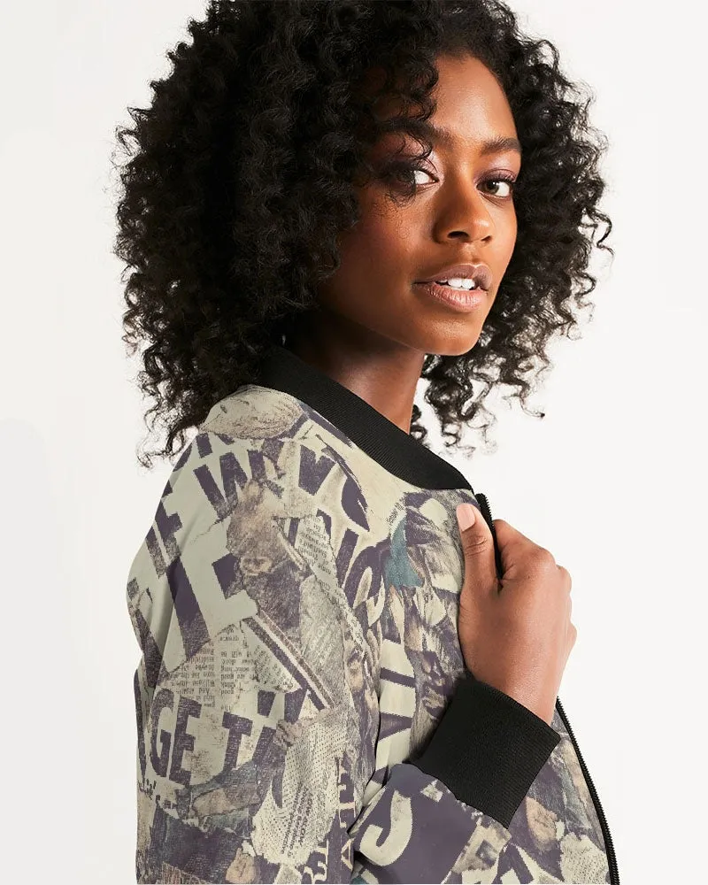 Newspaper Women's Bomber Jacket