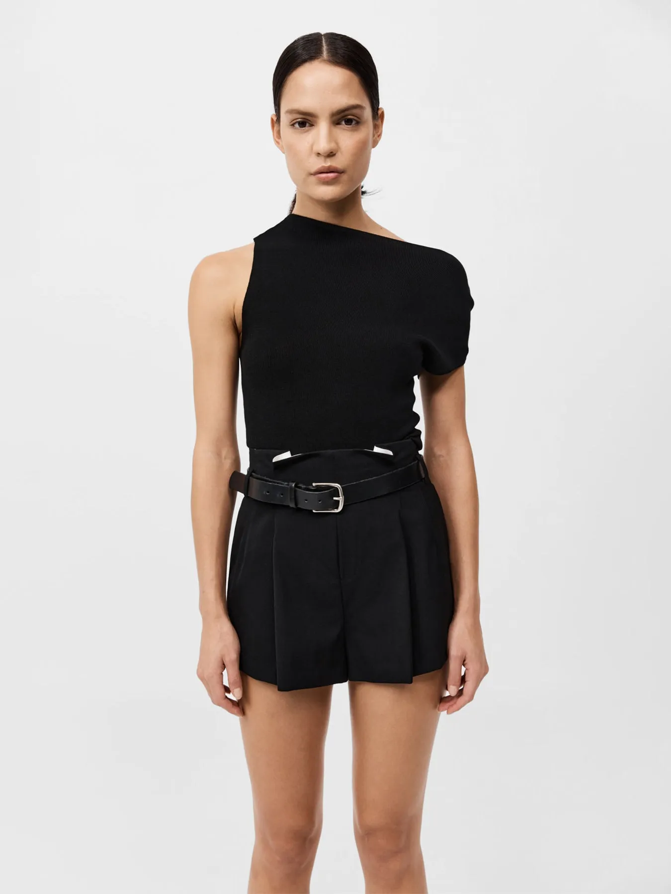 St. Agni Asymmetric Knit Top Black