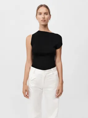 St. Agni Asymmetric Knit Top Black