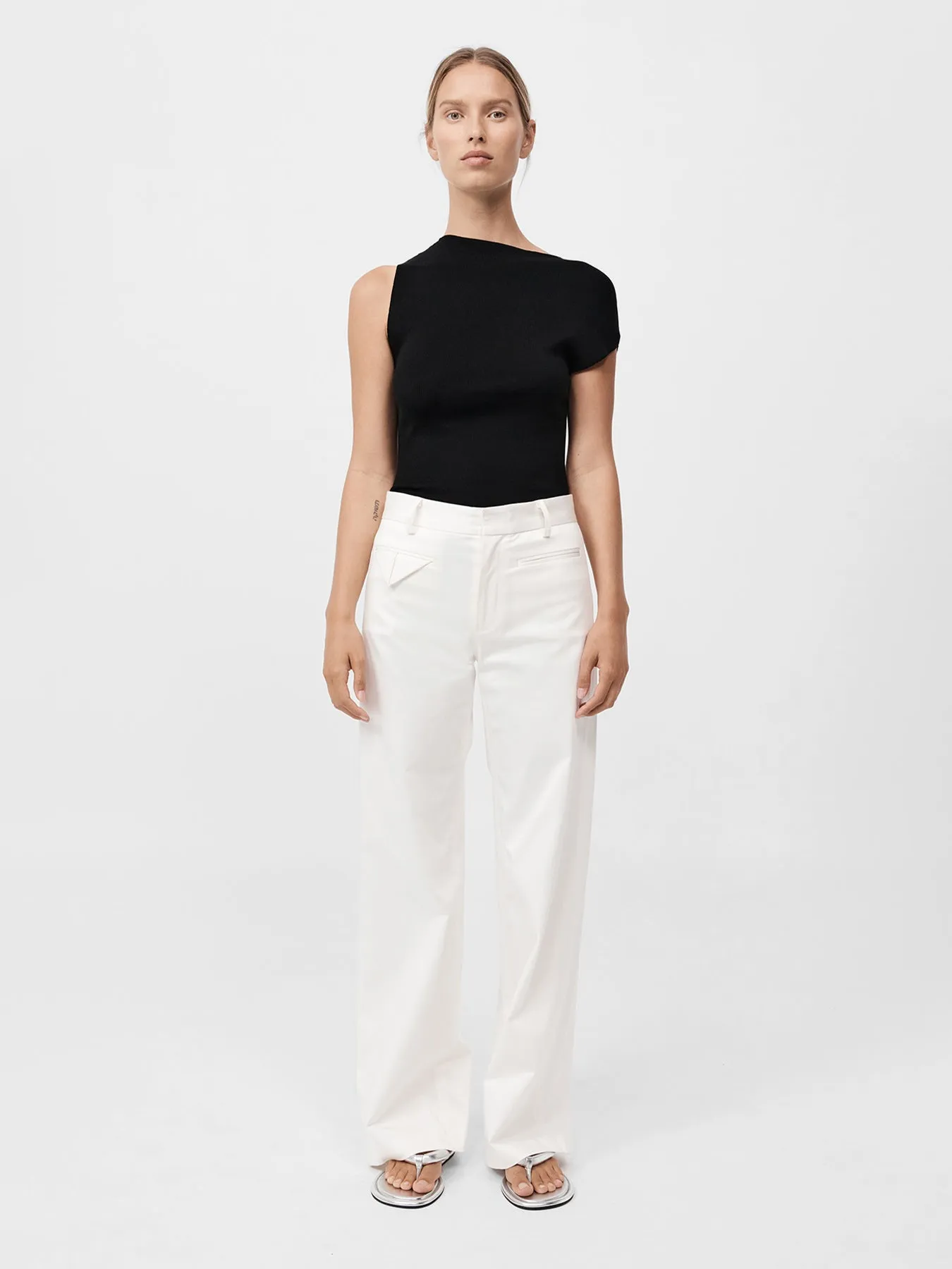 St. Agni Asymmetric Knit Top Black