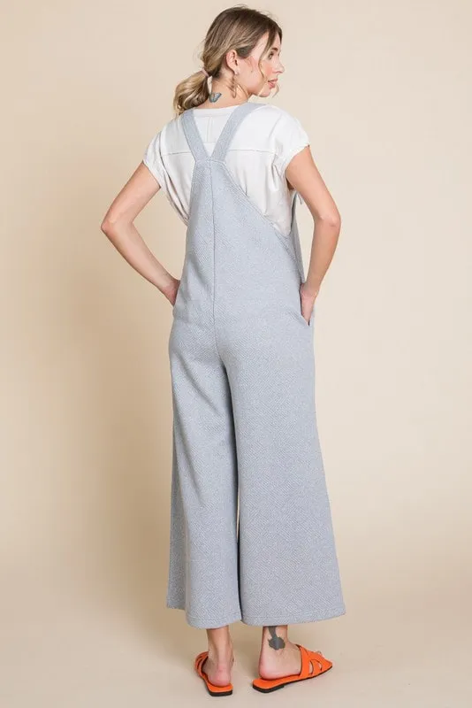 Textured Tie Sleeveless Overall