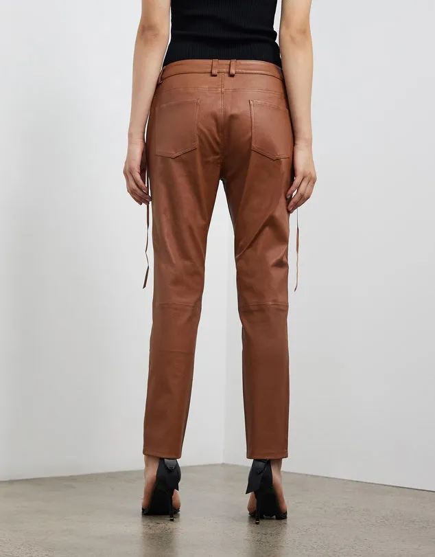 The Bondi Slouch Pant Golden Brown Stretch Leather