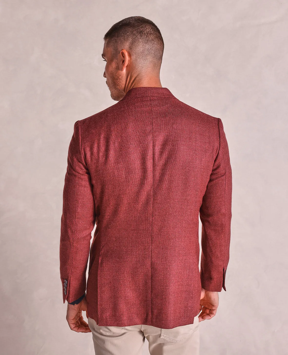 The Cameron - Hopsack Soft Jacket - Dark Red