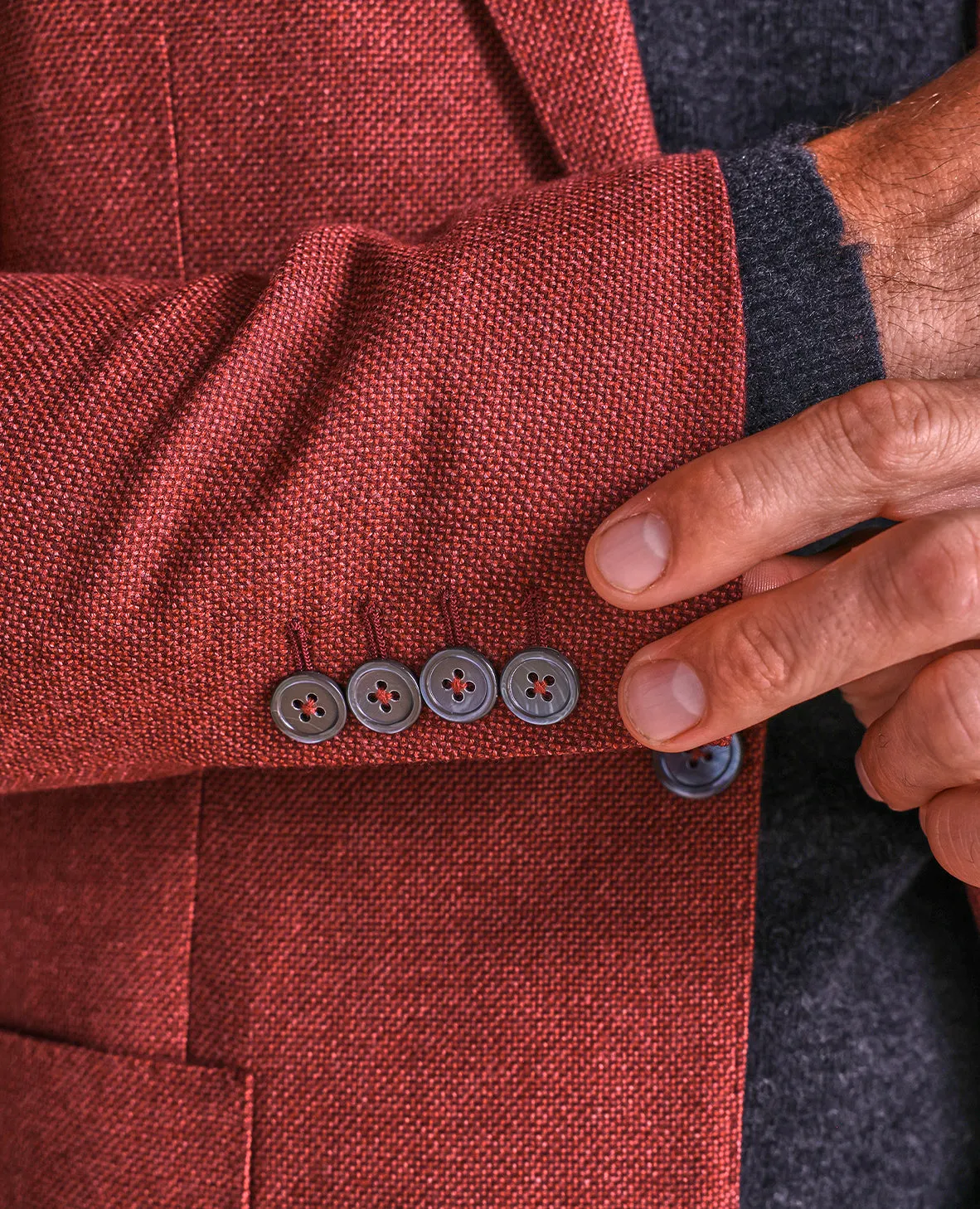 The Cameron - Hopsack Soft Jacket - Dark Red