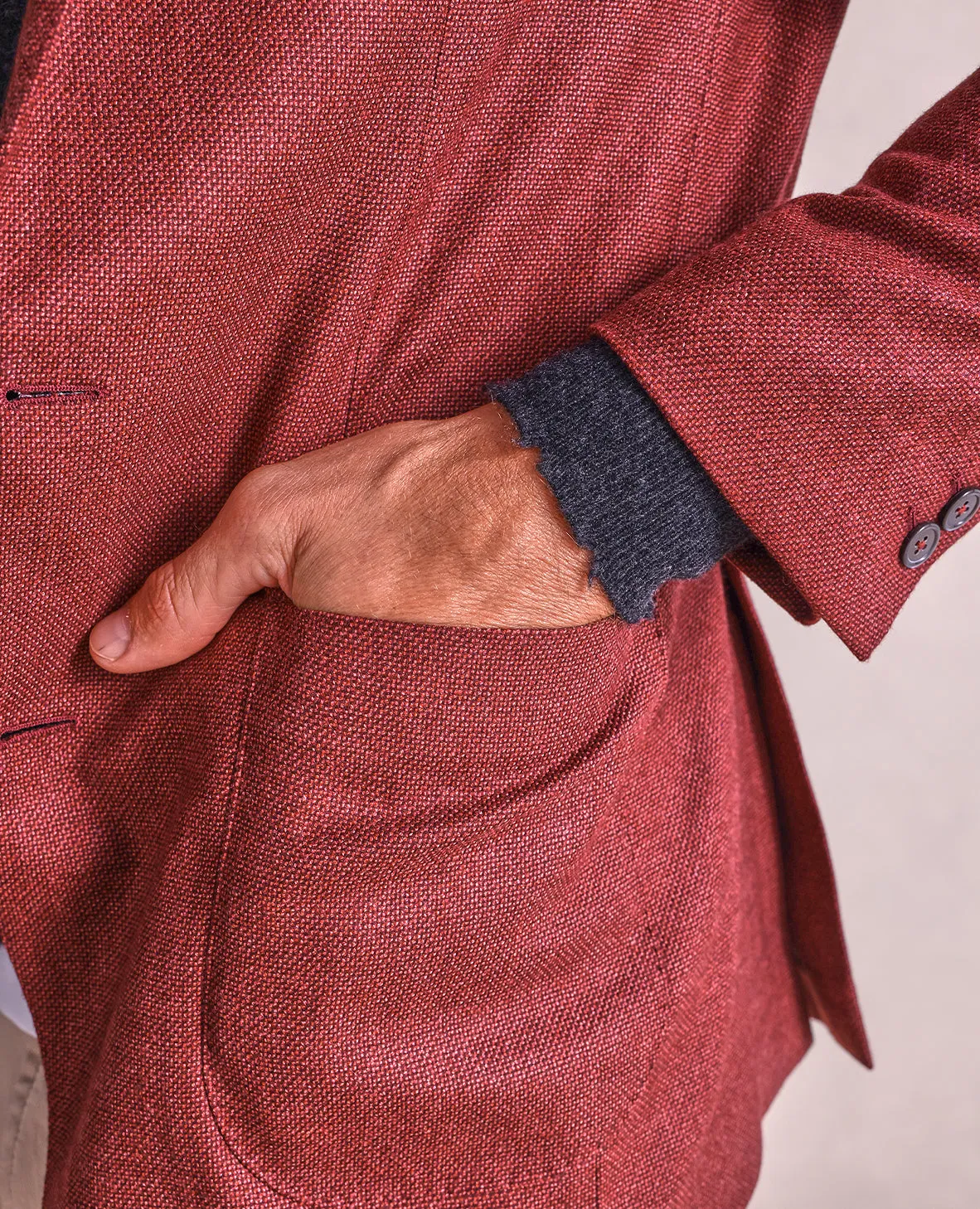The Cameron - Hopsack Soft Jacket - Dark Red