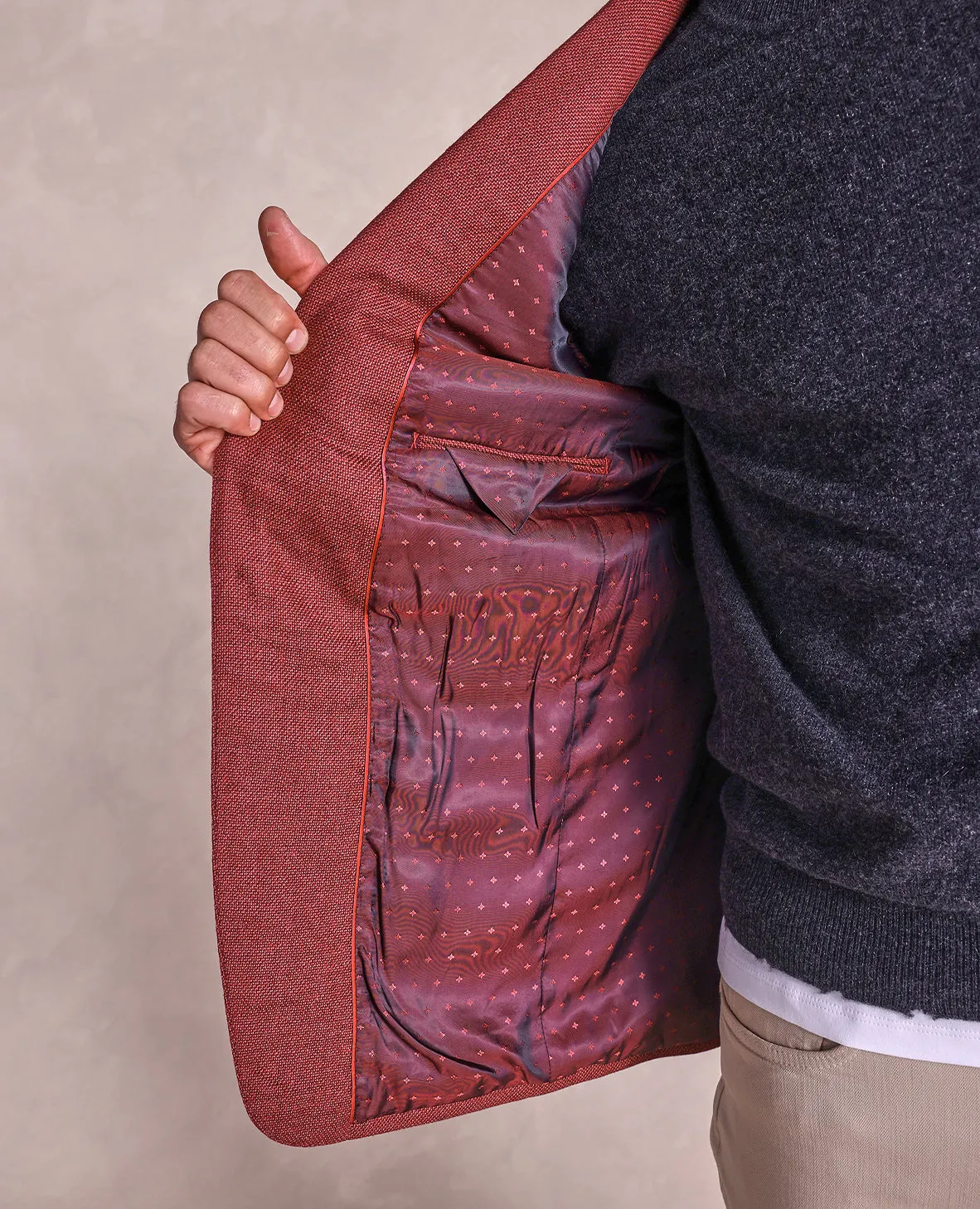 The Cameron - Hopsack Soft Jacket - Dark Red