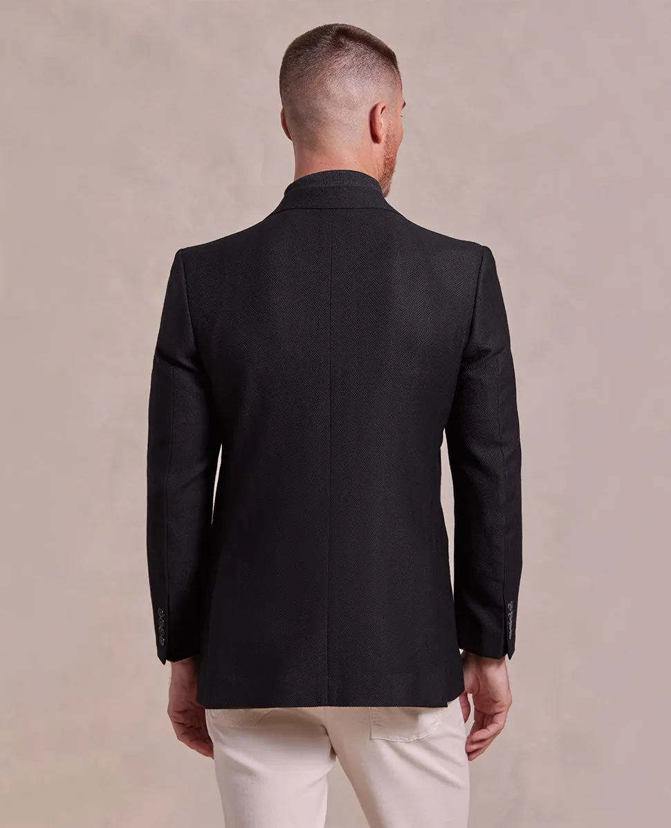 The George - Herringbone Jacket - Black