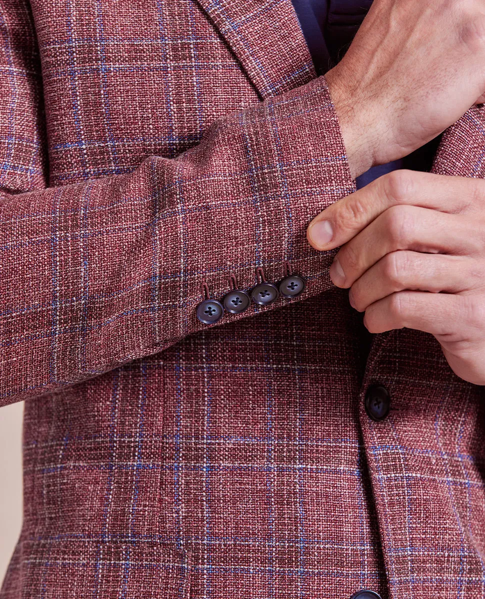 The George - Hopsack Glencheck Jacket - Red