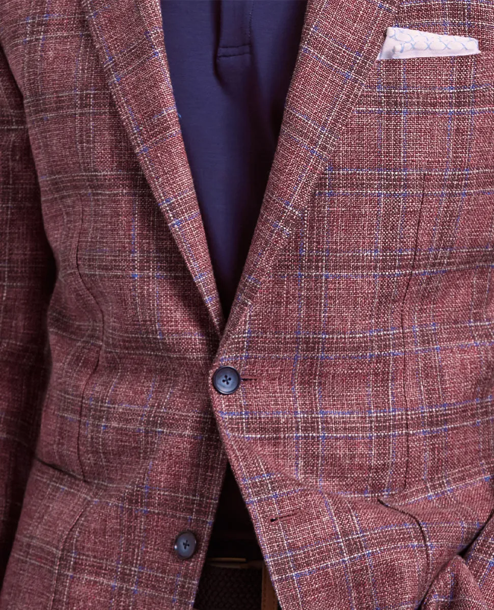 The George - Hopsack Glencheck Jacket - Red