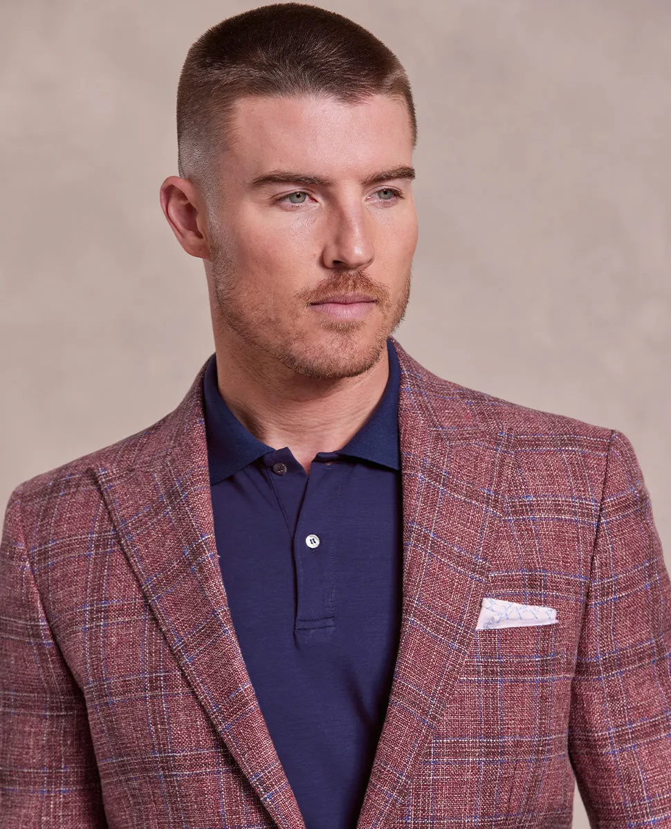 The George - Hopsack Glencheck Jacket - Red