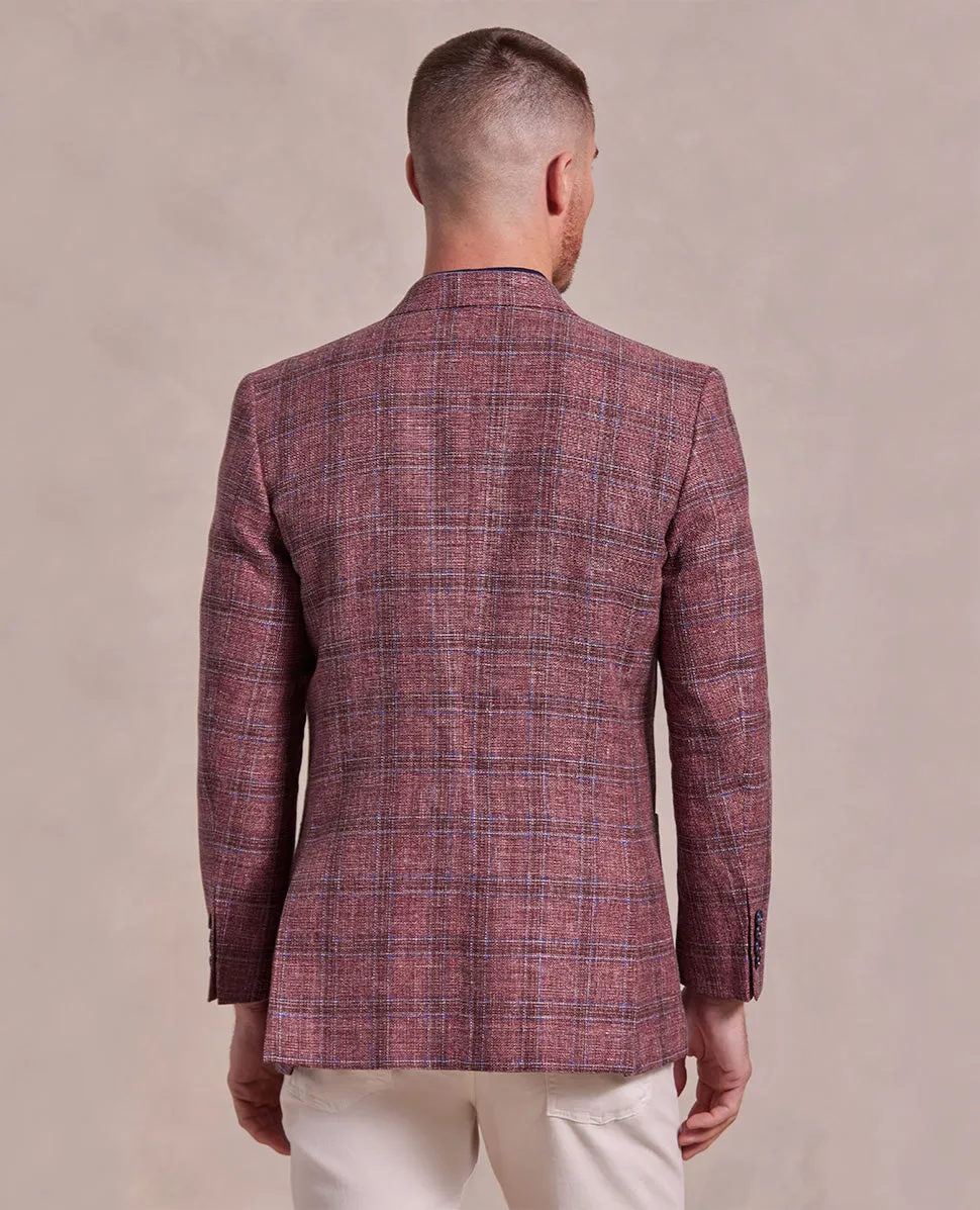 The George - Hopsack Glencheck Jacket - Red