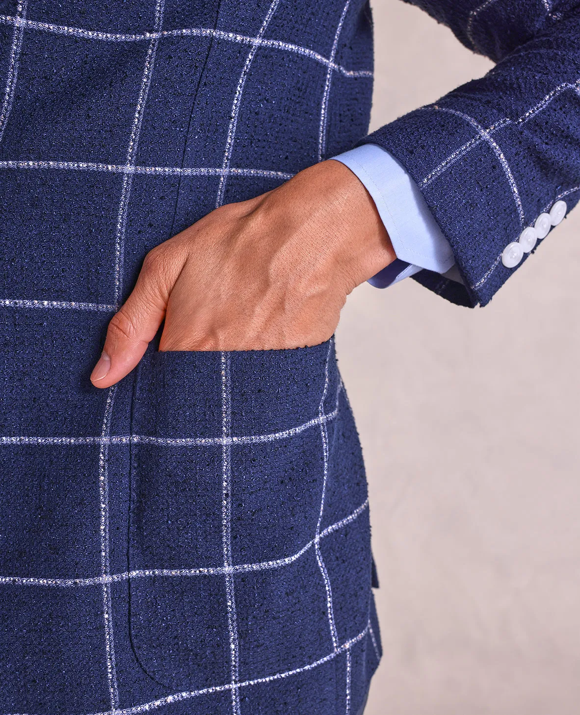 The George - Textured Windowpane Soft Jacket - Navy/Blue