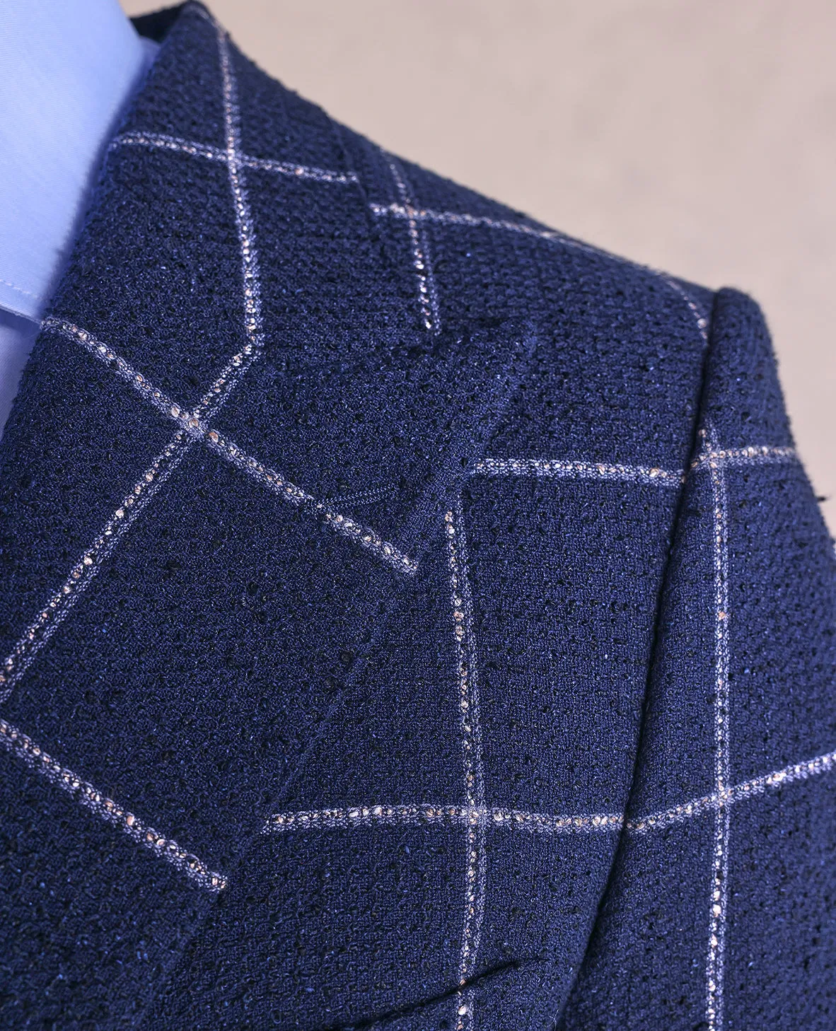 The George - Textured Windowpane Soft Jacket - Navy/Blue