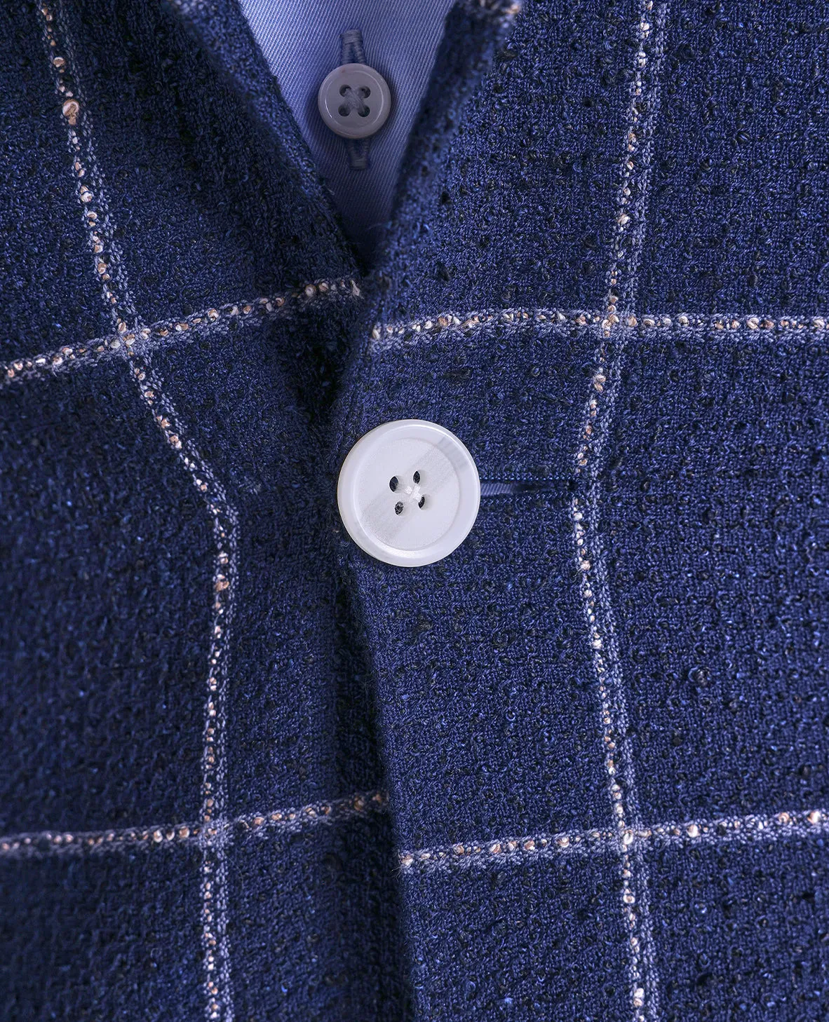 The George - Textured Windowpane Soft Jacket - Navy/Blue