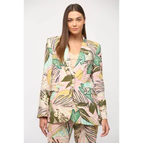 Tropical Print Linen Blazer