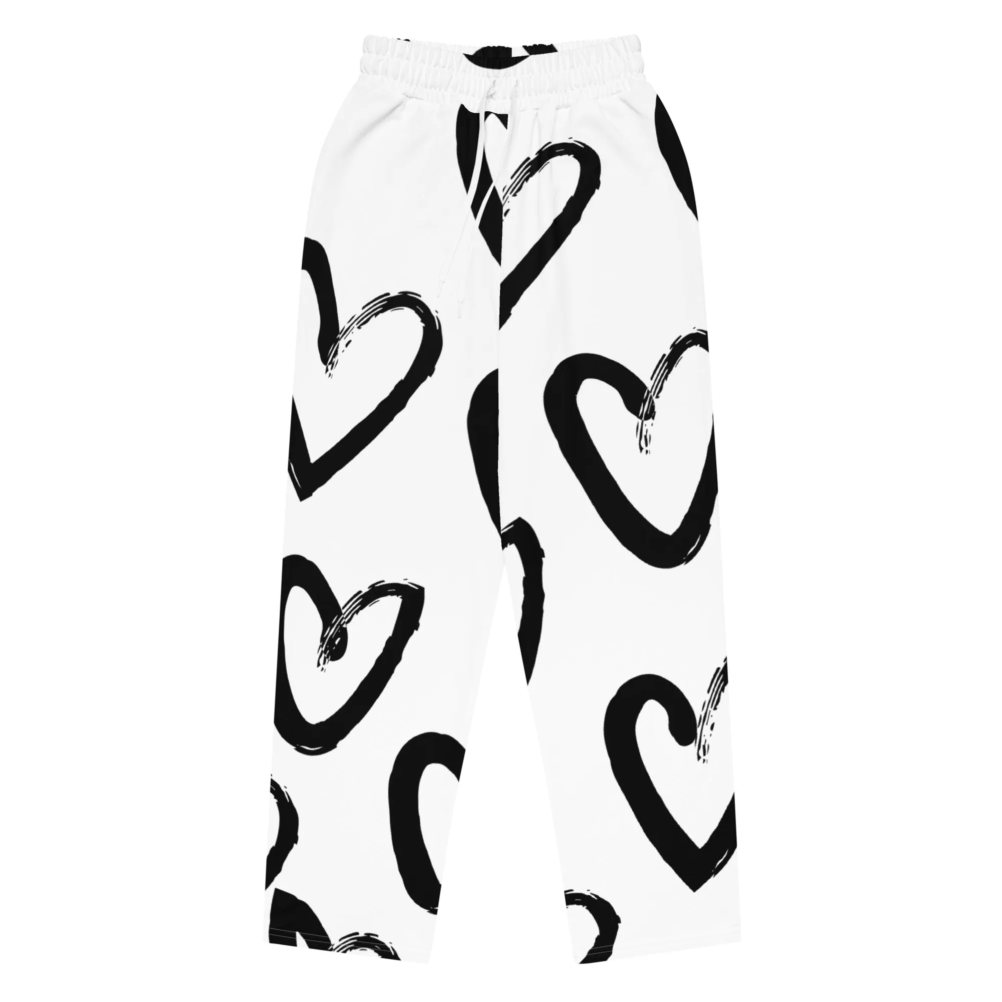 Valentines Day Wide Leg Joggers - Love Hearts (Glamourange Valentine Day Gifts Wide Leg Joggers - Design 009)