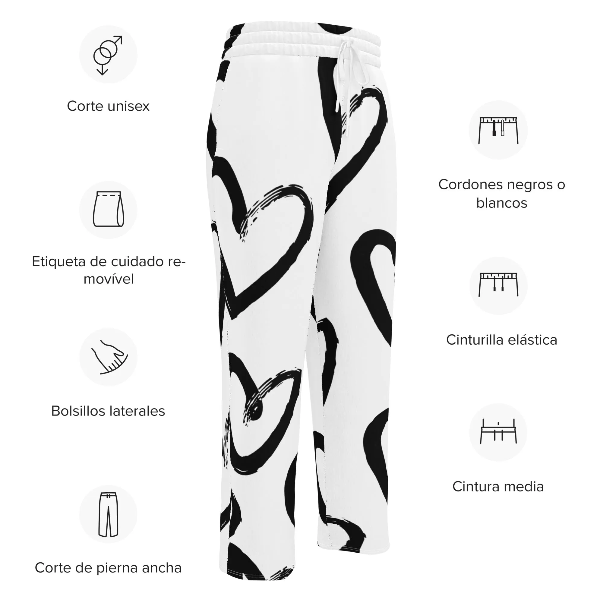 Valentines Day Wide Leg Joggers - Love Hearts (Glamourange Valentine Day Gifts Wide Leg Joggers - Design 009)