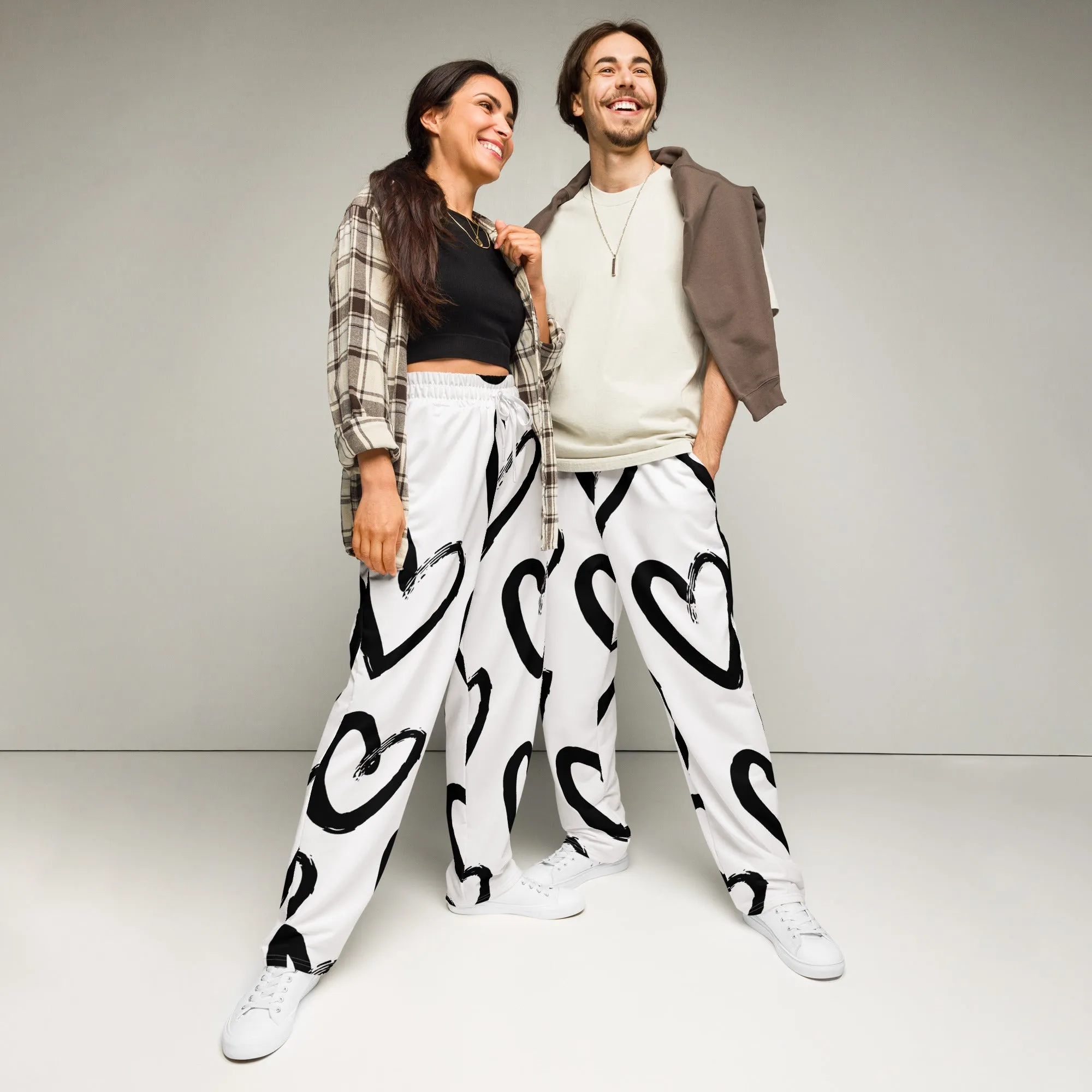 Valentines Day Wide Leg Joggers - Love Hearts (Glamourange Valentine Day Gifts Wide Leg Joggers - Design 009)